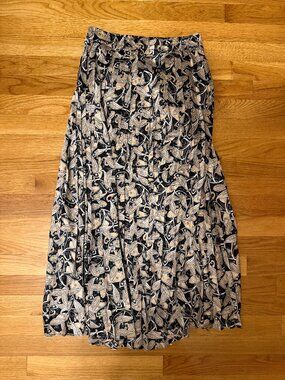 Paisley Pleated Maxi Skirt